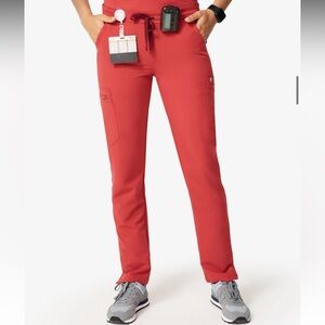 Figs Yola Skinny Fit Scrub Pant XSP Clay Straight Leg Workwear Pocket Drawstring